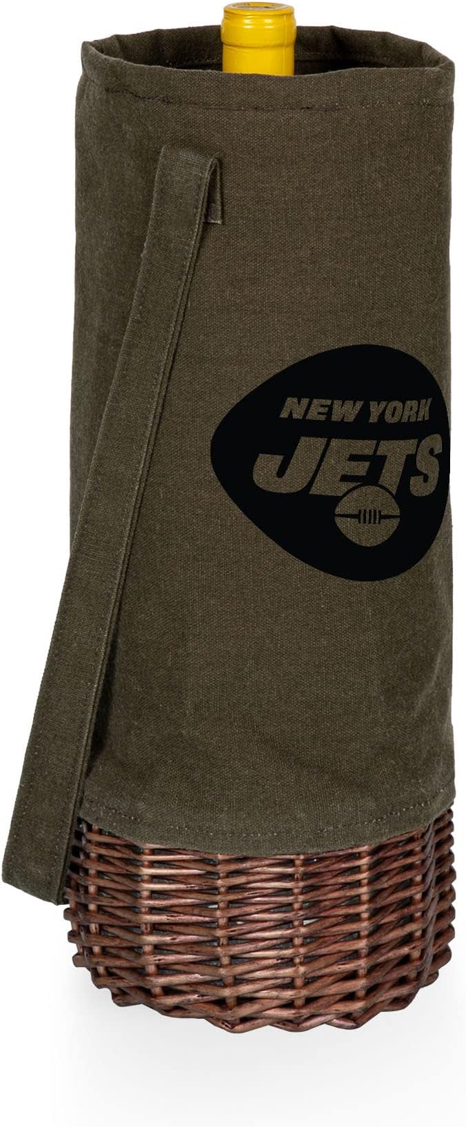 PICNIC TIME NFL Unisex-Adult NFL Malbec Insulated Canvas and Willow Wine Bottle Basket