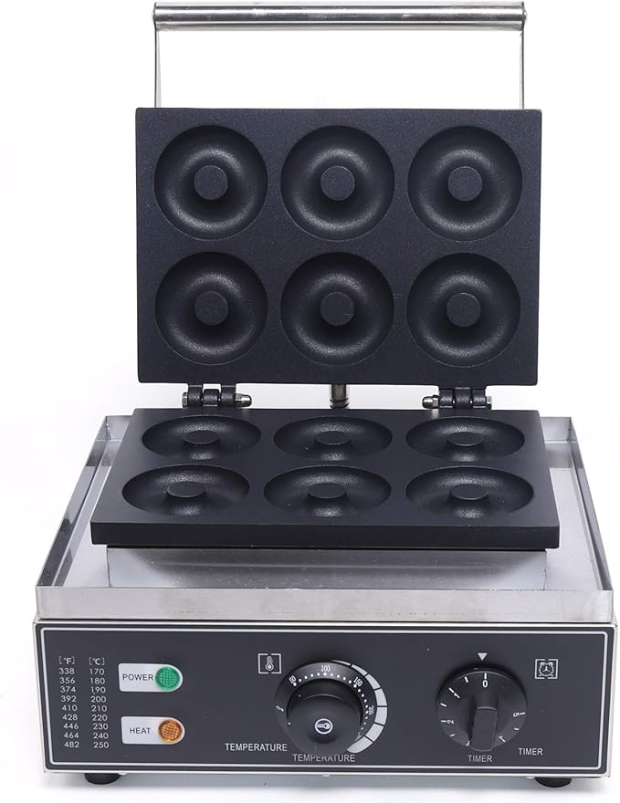 110V Commercial Donut Maker Machine, Electric Stainless Steel Doughnut Maker Double-Sided Heating
