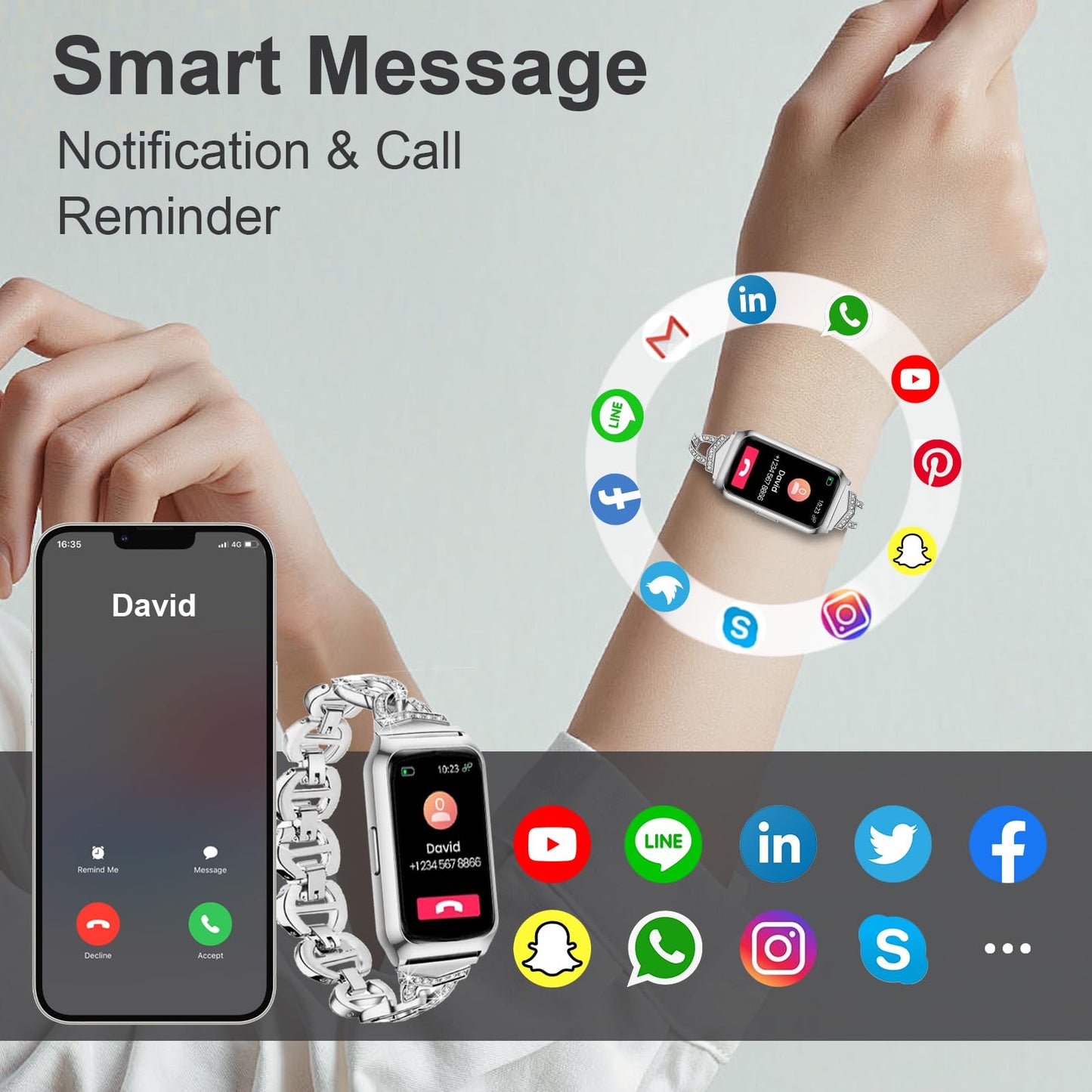 GADIXY Smart Watch,Fitness Tracker Watch 7 Day+ Battery with Heart Rate/Step Counter/Calories/spO2/Sleep Monitor,IP68 Fitness Smart Watches for Women Android&iOS Silver