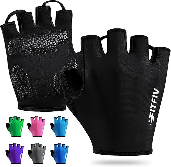 FITFIV Cycling Gloves for Men Women, Half-Finger for Bike, Gym, Weight Lifting, Workout, Riding, Outdoor Sports