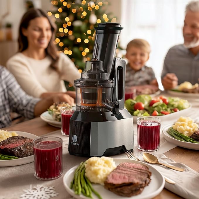 Ventray Cold Press Juicer, 3'' Wide Feed Chute Slow Masticating Juicer Machine for Whole Fruits & Vegetables, 240W Powerful Motor, Easy to Clean, High Juice Yield, BPA Free