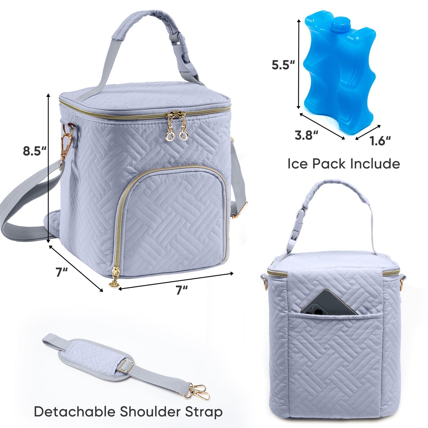 SFYBYEART Breastmilk Cooler Bag with Temperature strips & Ice Pack for 4 Baby Bottles Cooler Bag - See-through Milk Bag for Baby Bottles 4oz-9oz,Breastmilk Storage Bag, Breast Milk Bags for Daycare