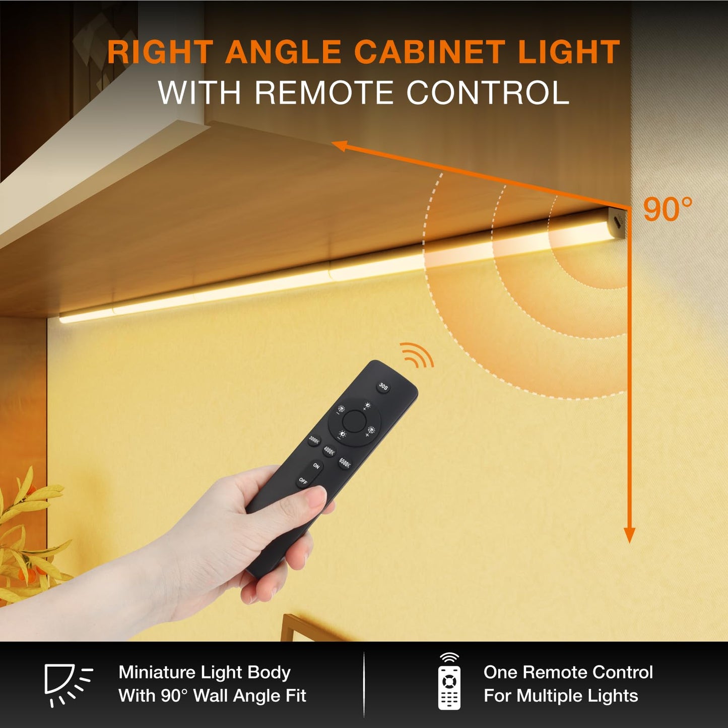 MEKKLEON Under Cabinet Lights, Magnetic Rechargeable Light Bar, 20 CM, Black, Model LB55, Wireless for Kitchen, Wardrobe, Shelf