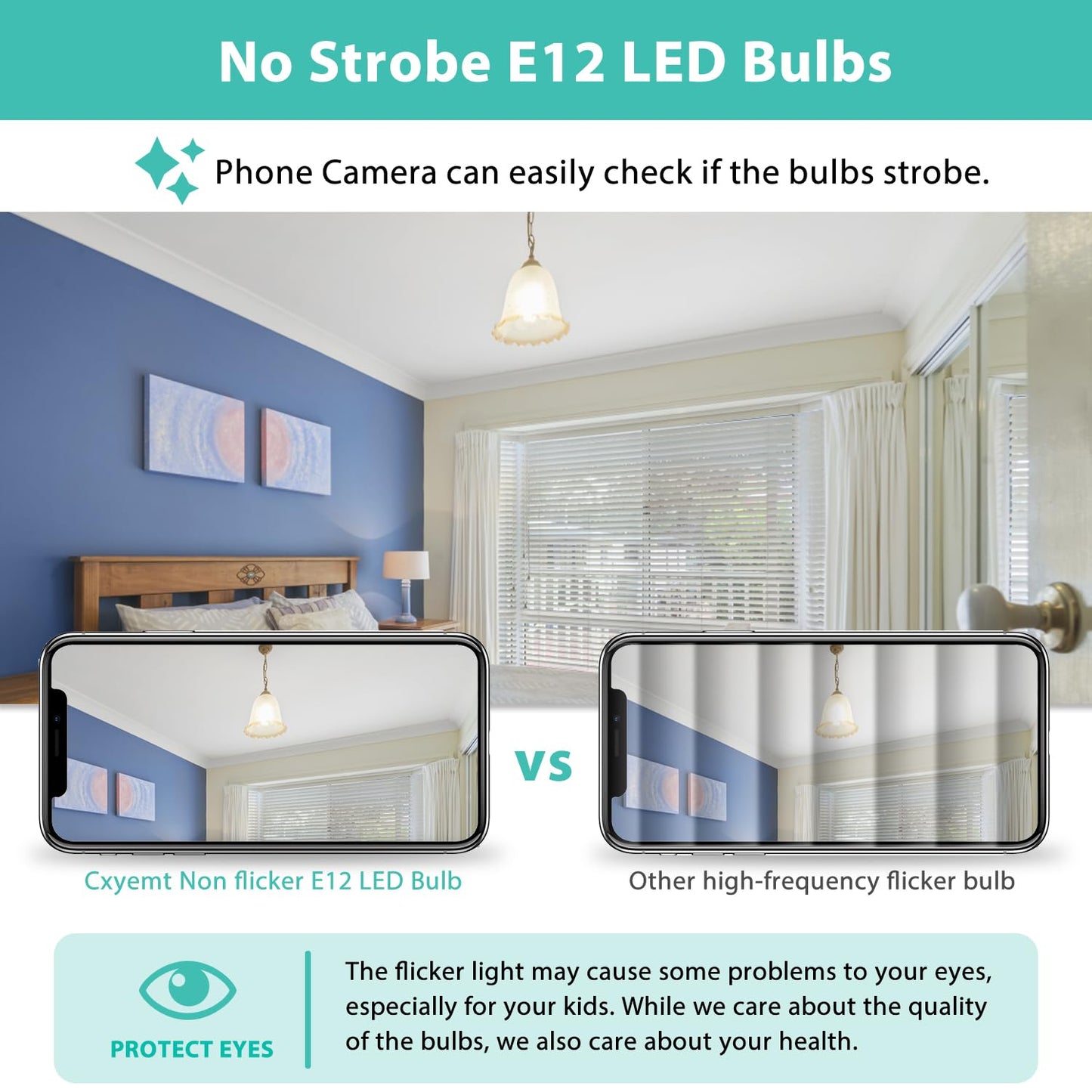 Cxyemt E12 Led Bulb 4W (Equivalent 40 Watt)  T4 Candelabra Light Bulbs 4000K Natural White  400Lm  Non-Dimmable  Non Flicker  360Beam Angle  Ac120V E12 Light Bulbs For Chandelier Lighting  6 Pack