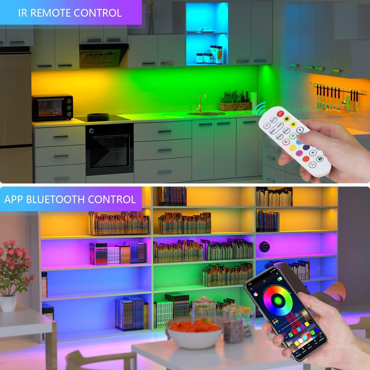 EJs SUPER CAR Battery Powered LED Strip Lights, 20 inch x 4 Pack, RGB APP, Wireless, Plastic, Model 0206052
