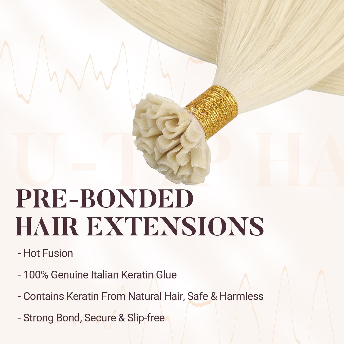 MAXITA U Tip Hair Extensions Human Hair, Platinum Blonde Hair Extensions Real Human Hair, 50g/50 Strands/Pack, 14 In Virgin Huma