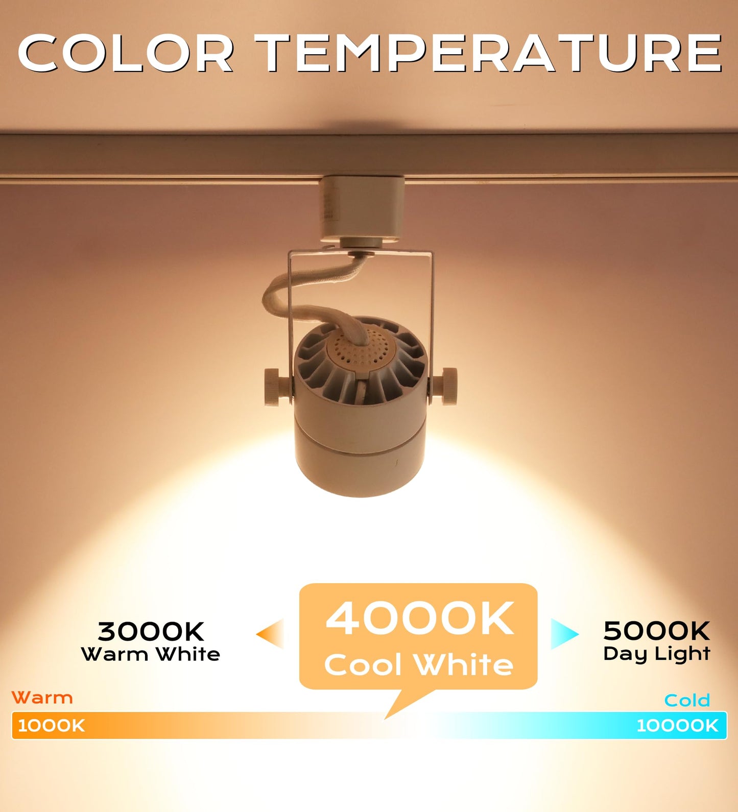 CLOUDY BAY LED Track Light Head, 8W 4000K Cool White, Dimmable, Adjustable Tilt, 6 Pack, Aluminum Finish