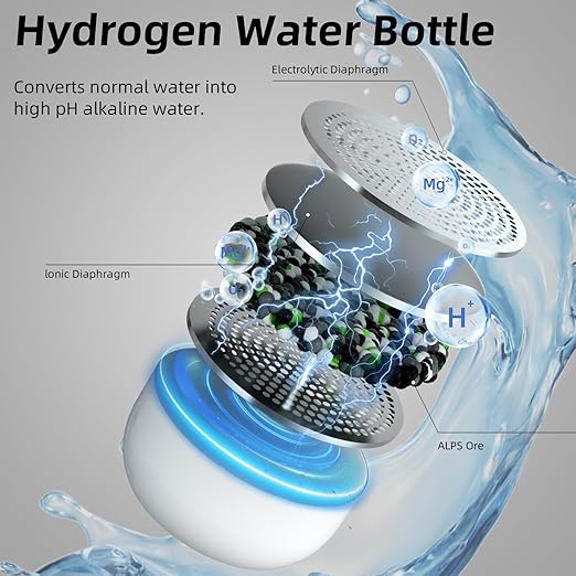 JOHNSMITH Hydrogen Water Bottle, Alkaline Water Bottle 15oz, Creates High pH Premium Water, Portable Insulated Stainless Steel Bottle Alpine Ore Filter Water Bottle for Sports, Outdoor, Office, Pink