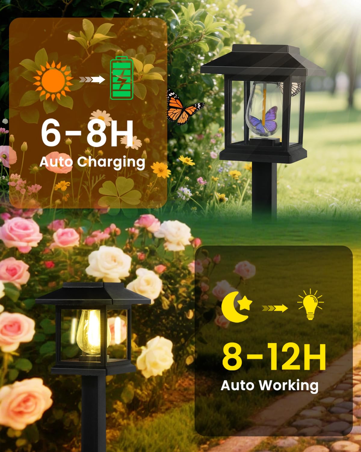 Albelt Solar Pathyway Lights Outdoor, 12 Pack Waterproof Solar Garden Lights with Auto On/Off, Landscape Lighting for Garden, Yard, Pathway, Patio, Driveway Decor