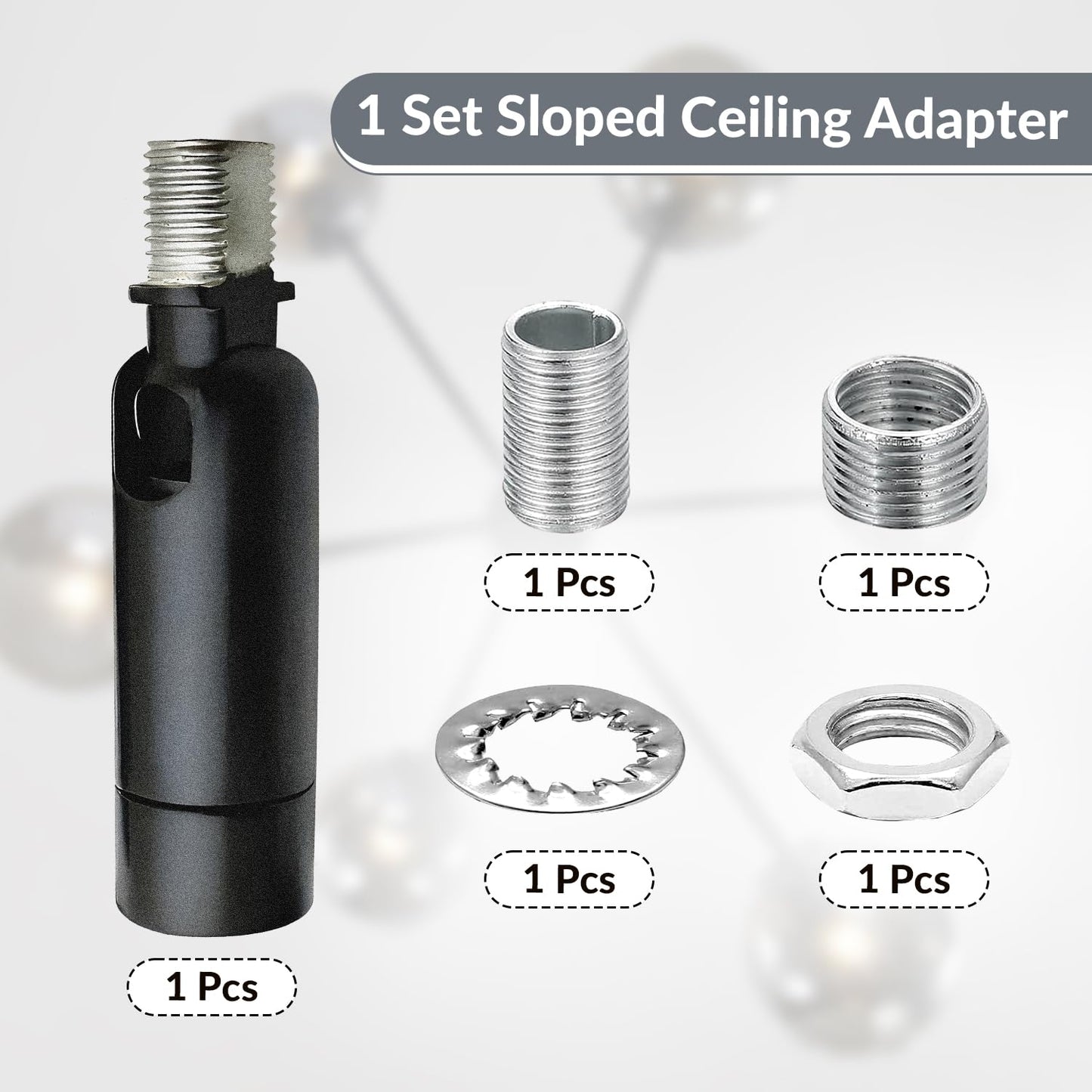 Kco Lighting 2Pcs Sloped Ceiling Adapter For Ceiling Lamp Pendant Light Chandelier Track Suspension Accessories  Hanging Helper Suitable For Vaulted  Angle Or Irregular Ceiling (Black)