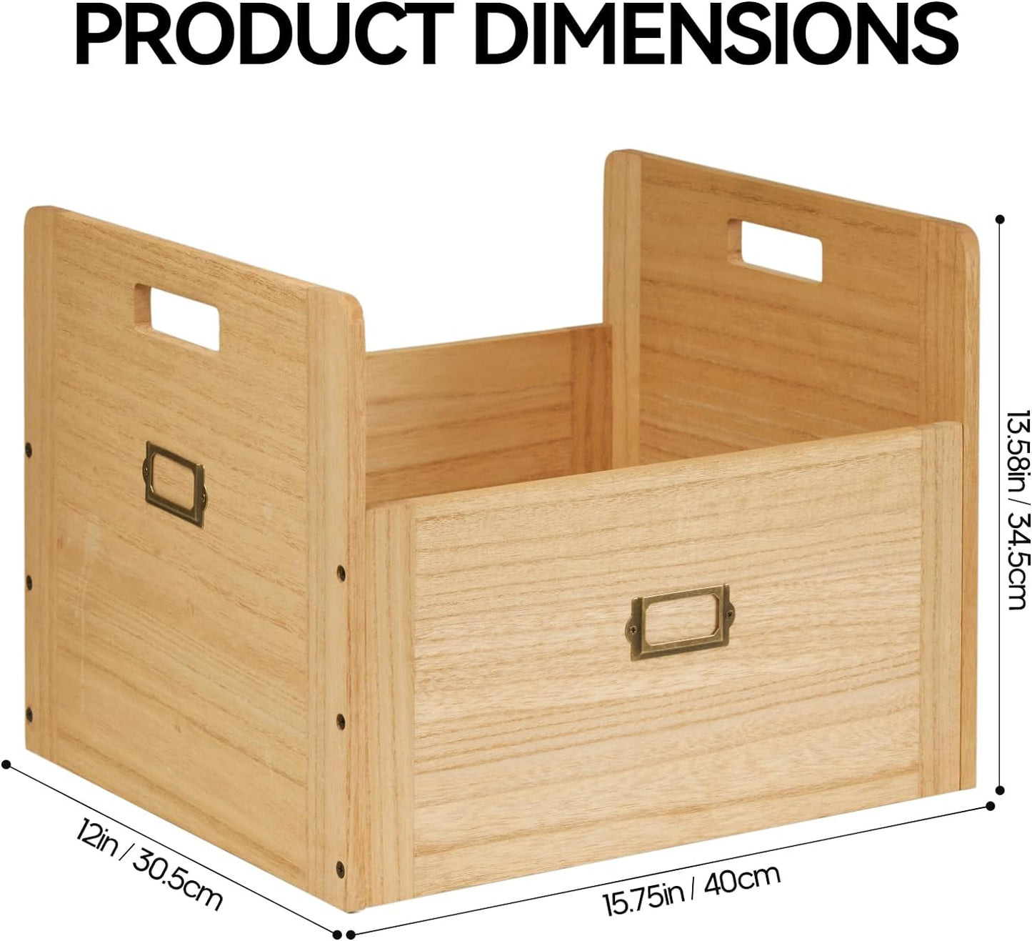 KIRIGEN Wooden Vinyl Record Storage Box Storage Crate Box for LP Hold Up to 80 Records Natural CDH-NA