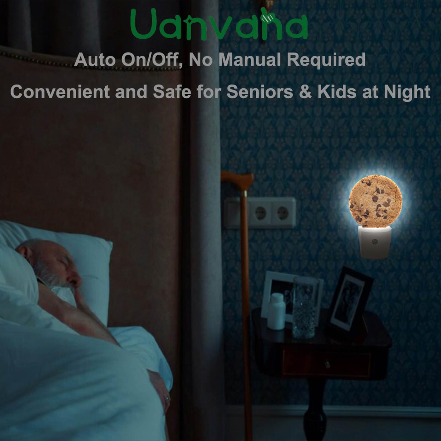 Uanvaha Food Decorative Night Light Chocolate Chip Cookie Funny Dessert Plug-In Nightlight Energy Saving 0.5W Led Lighting For Boys Girls Men Women