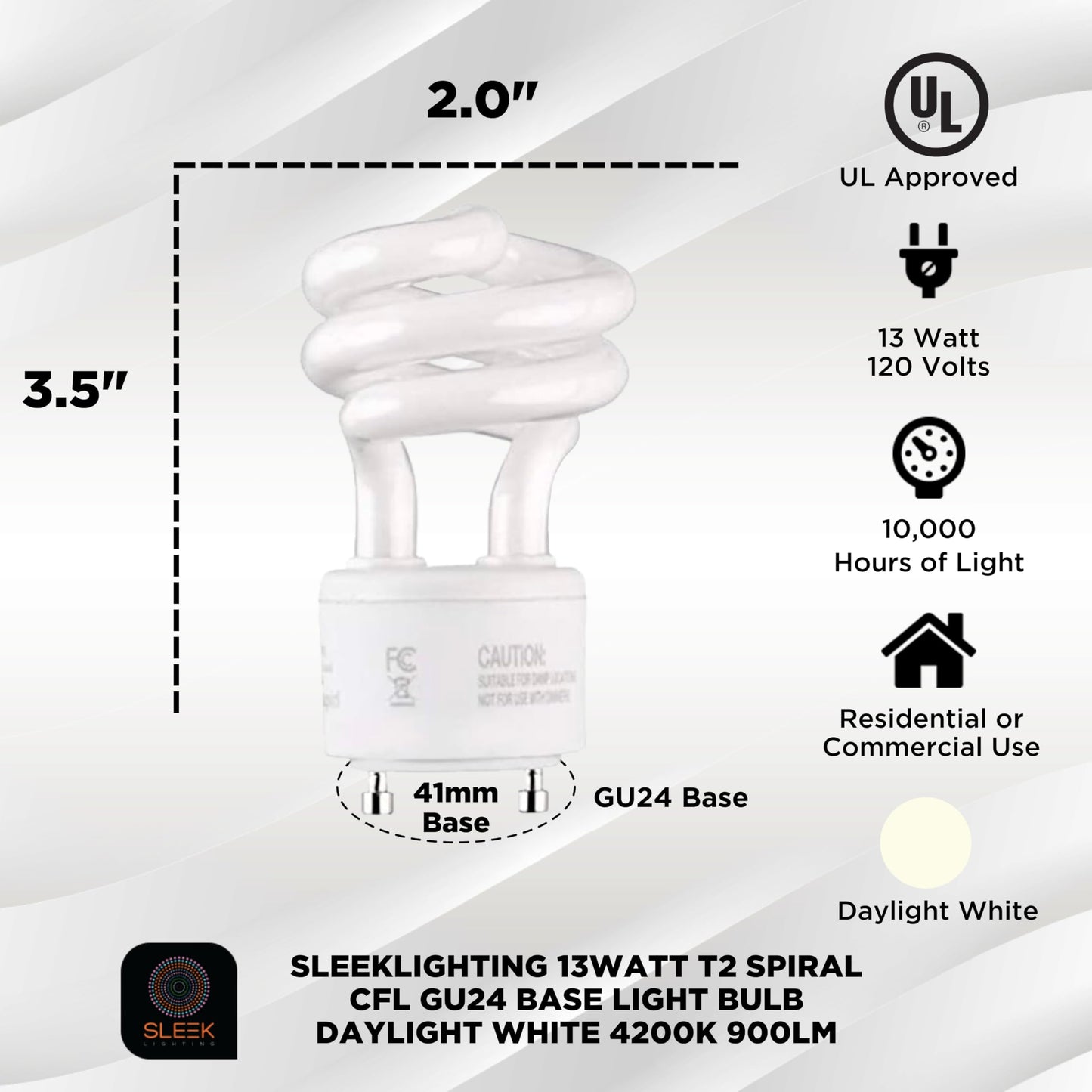 SLEEKLIGHTING 13Watt GU24 Base CFL Light Bulbs 4200K Cool White 900lm 4 Pack UL Approved Model 18784