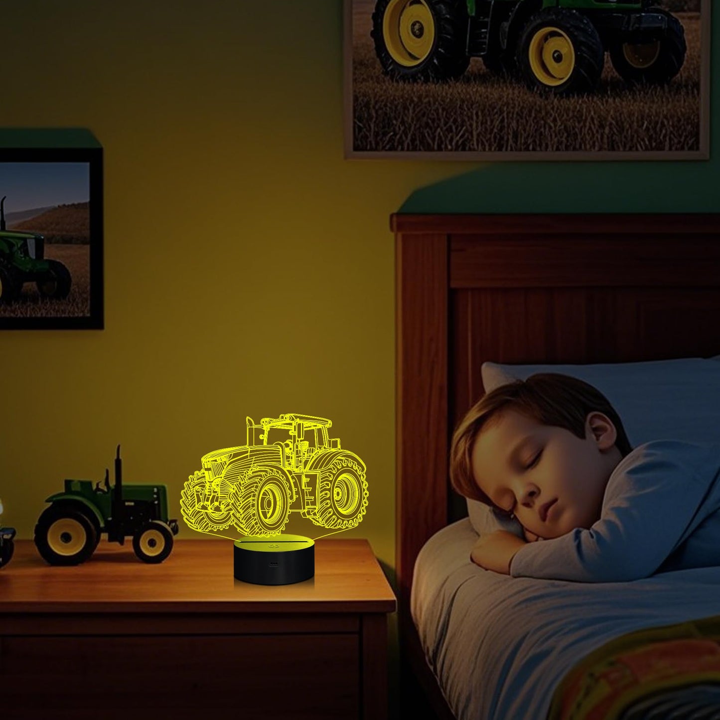 Attivolife 3D Illusion Night Lamp - 16 Color Changing, Dimmable Hologram, Usb Charge, Tractor Model Fs-2810-9999, Creative Gift For Kids