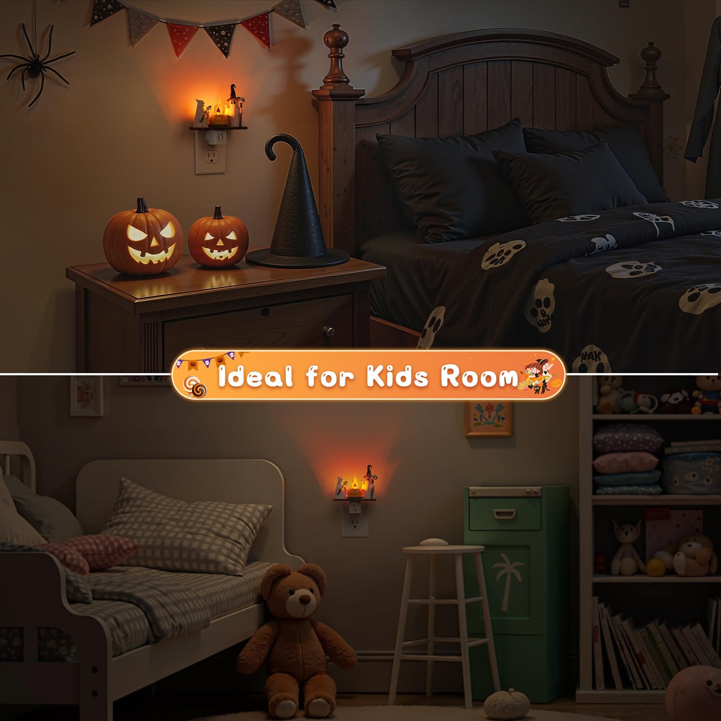 L Lohas Led Halloween Night Light Ghost Campfire Nightlight Campfire Flickering Night Lights Plug Into Wall Halloween Decorations For Party mature-themeds Kids Gift