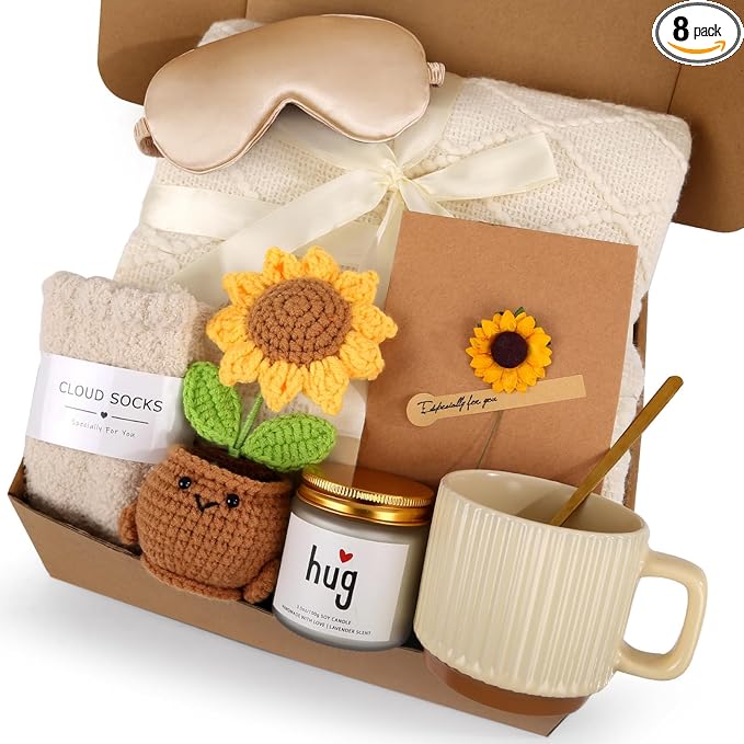 Get Well Gift Baskets for Women, Unique Sunflower Gifts for Her, Sunshine Relaxing Self Care Gift Basket, Thinking of You ...