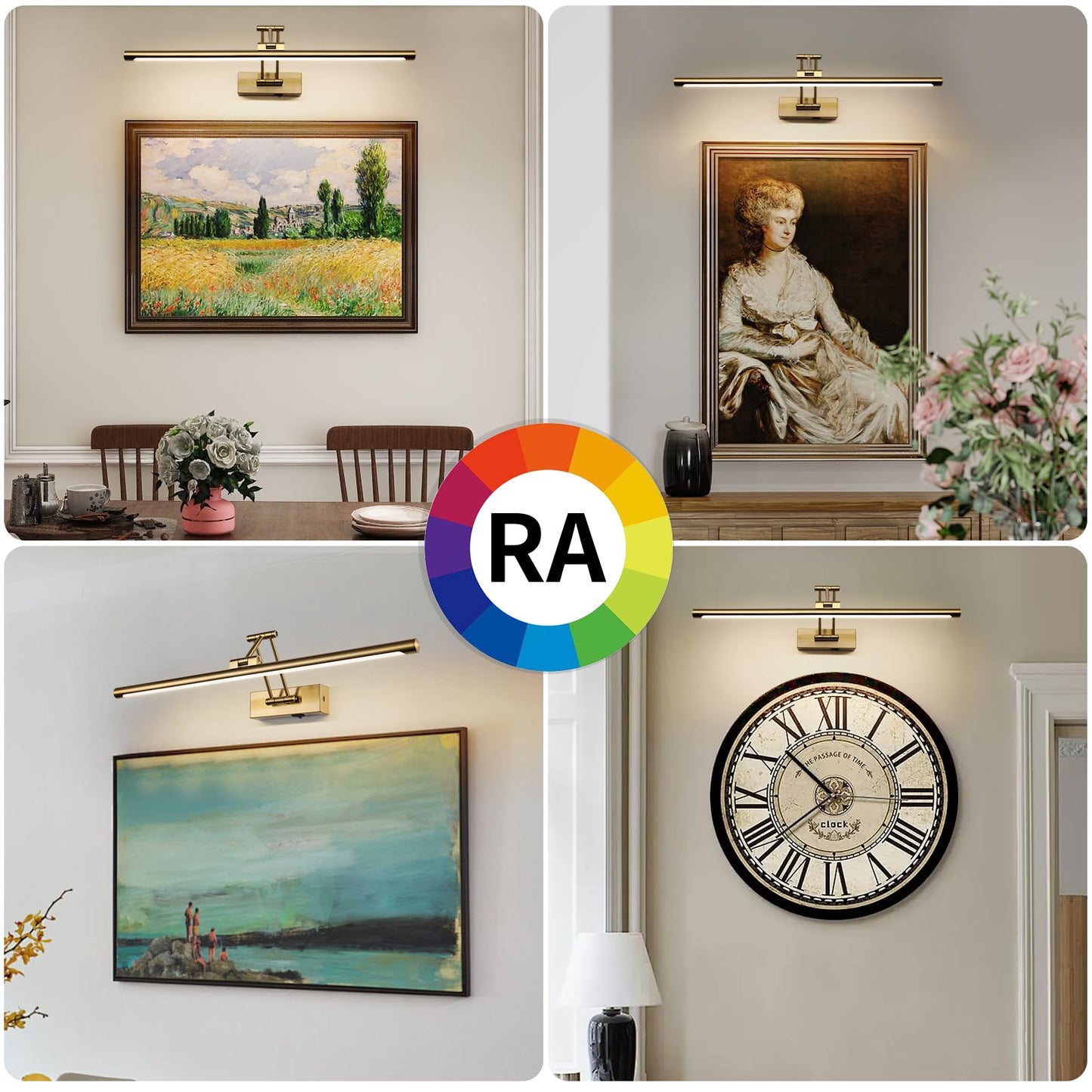 Yumcrelect Picture Light Battery Operated With Remote Led Dimmable Picture Light For discomfort-reducingtings  Brass Rechargeable 24 Inch Battery Operated Wall Sconce For Art Lighting Gallery Portrait Artwork