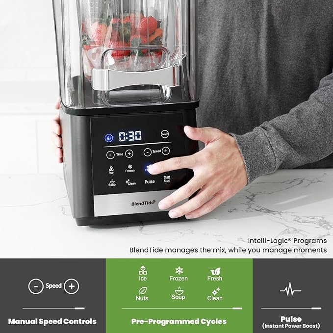 Professional Blender 64oz, 1500W Vacuum Blender for Less Foam, Commercial Quiet Shield, Kitchen Timer, Self-Cleaning, 9 Speeds, 6 Presets for Smoothies, Frozen Drinks, Nut & Seed Blends