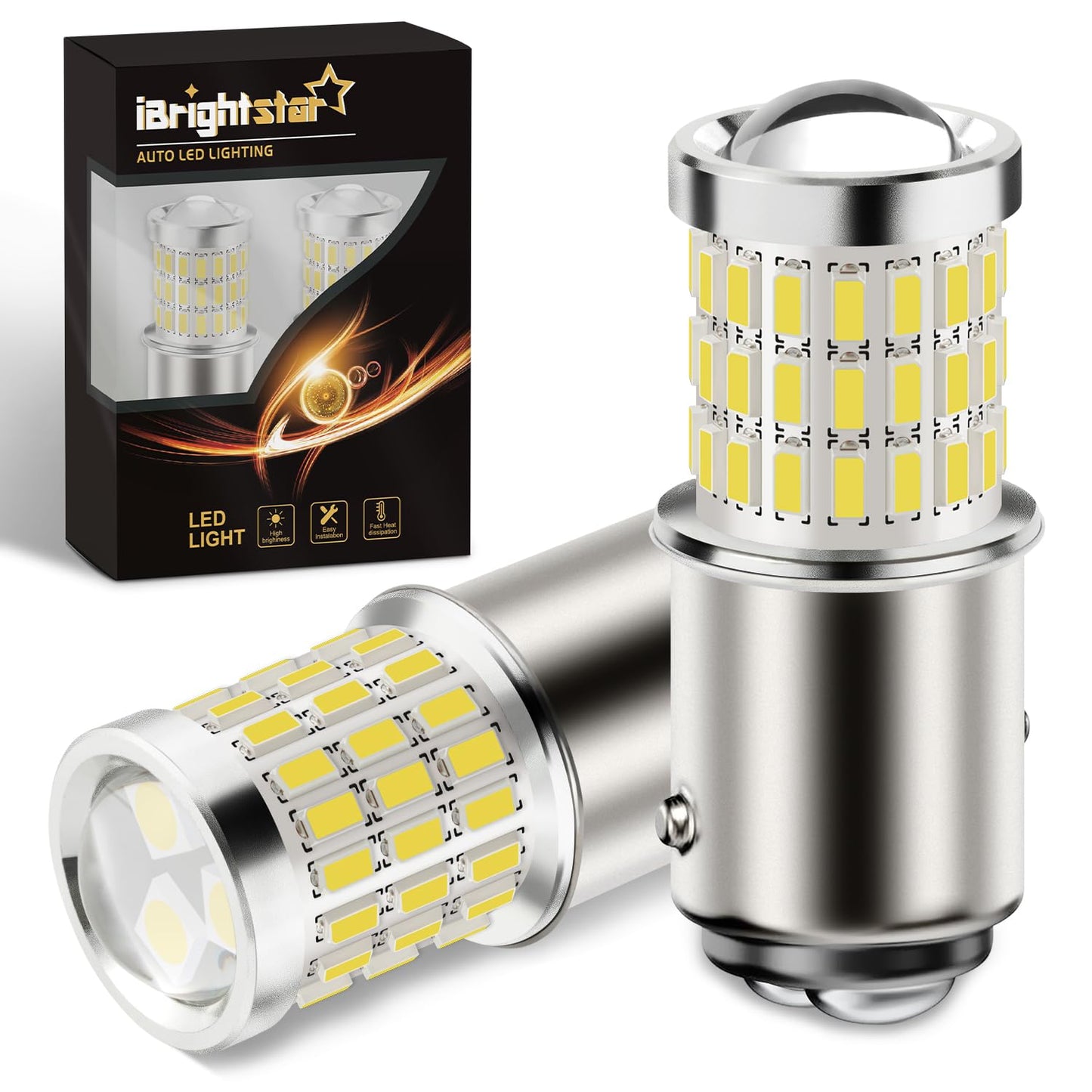 iBrightstar 1157 LED Bulbs, 9-30V, Low Power, Xenon White, Projector Replacement for Back Up/Reverse/Tail Brake Lights