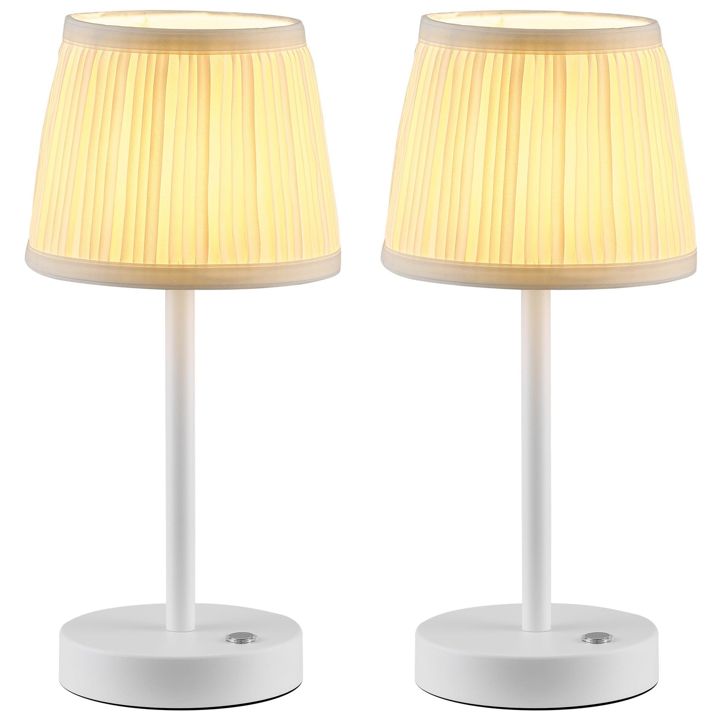 Pusu 2 Pack Cordless Led White Table Lamps  Rechargeable 4000Mah 3 Way Dimmable Bedside Small Lamp With Fabric Shade  Lighting For Bedroom  Kids Room  Bathroom  Kitchen  Decor  Gift  Night Light