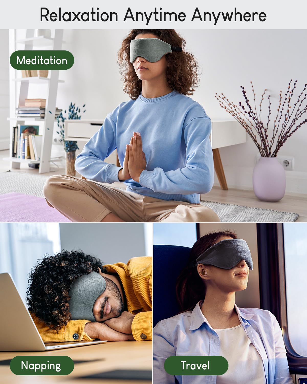 Sivio Weighted Eye Mask for Women & Men, Heatable and Freezable Weighted Eye Pillow with Silica Beads & Adjustable Strap, Soft Breathable Cotton Eye Cover for Sleeping Faster and Better, Pink