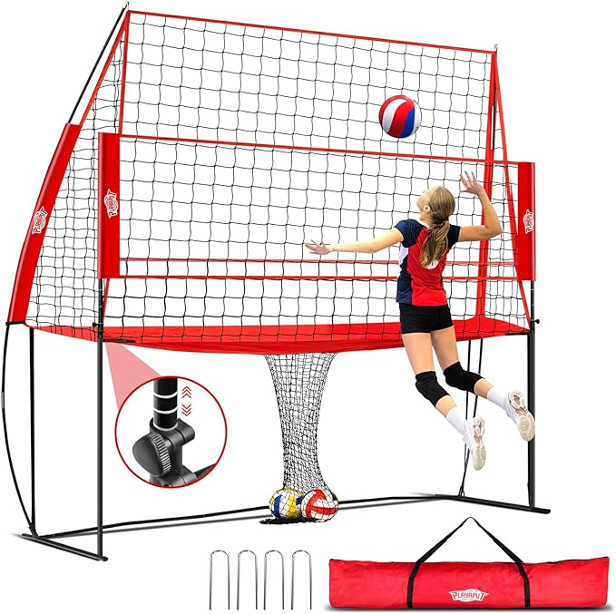 Volleyball Training Equipment,Height Adjustable Volley Ball Practice Net Station for Serving, Spiking, Hitting Practice,Ea...