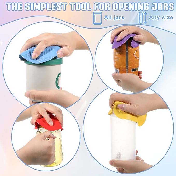 12PCS Rubber Jar Opener Pads Set 5 Inch Round Bottle Jar Opener Multi-function Silicone Bottle Openers Round Heat-insulated Non-Slip Gripper Pads for Seniors Weak Hands Easy Opening