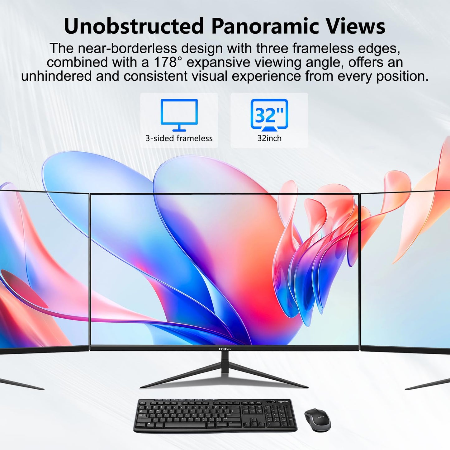 32 Inch 4K UHD 3840 * 2160 Computer Monitor 75hz 1MS, IPS Monitor for Design, Casual Gaming, Work, Ultra-Slim Bezel Monitor Support Adaptive-Sync,100% sRGB,HDR,2X DP & 2X HDMI, VESA 100 * 100mm
