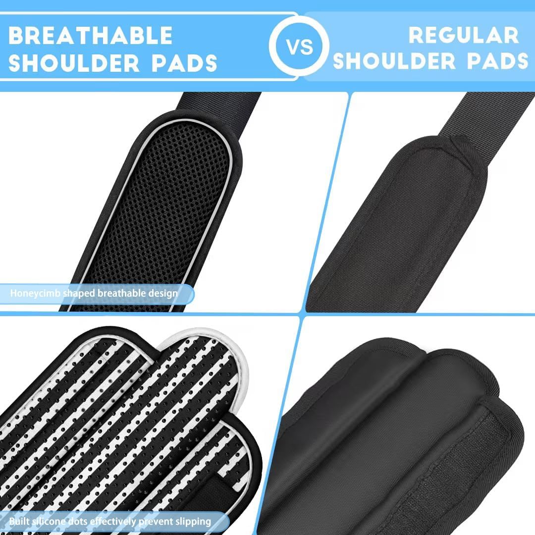 ZINZ 2-Pack Universal Shoulder Pad with Ultra thick Cushion for Bag Luggage Bag Crossbody, Plus Long & Anti-Slip & Breathable,Black White-2Pack