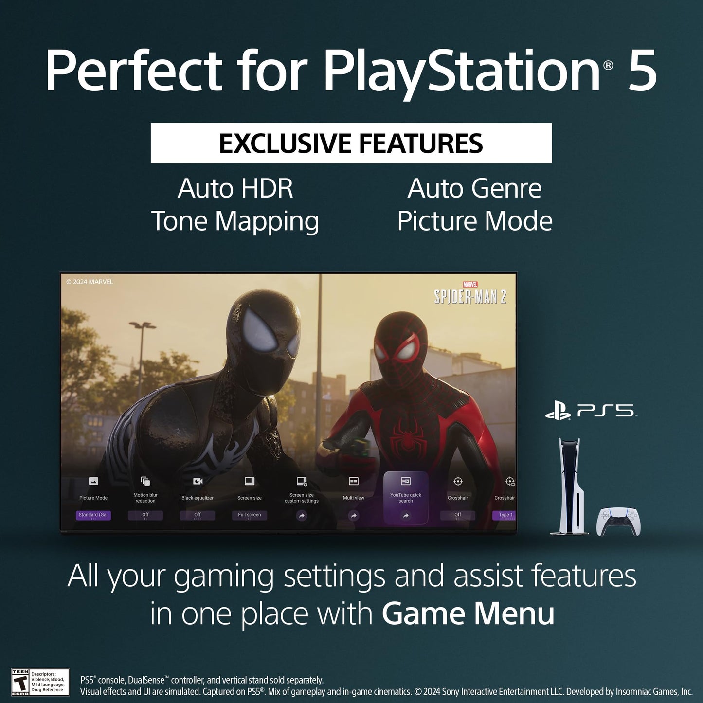 Sony BRAVIA 5 65 Inch TV, Mini LED, 4K Smart Google TV, XR Processor with AI Technology,120hz Television with Dolby Vision/Atmos, Exclusive Features for PlayStation®5, K-65XR50, 2025 Model