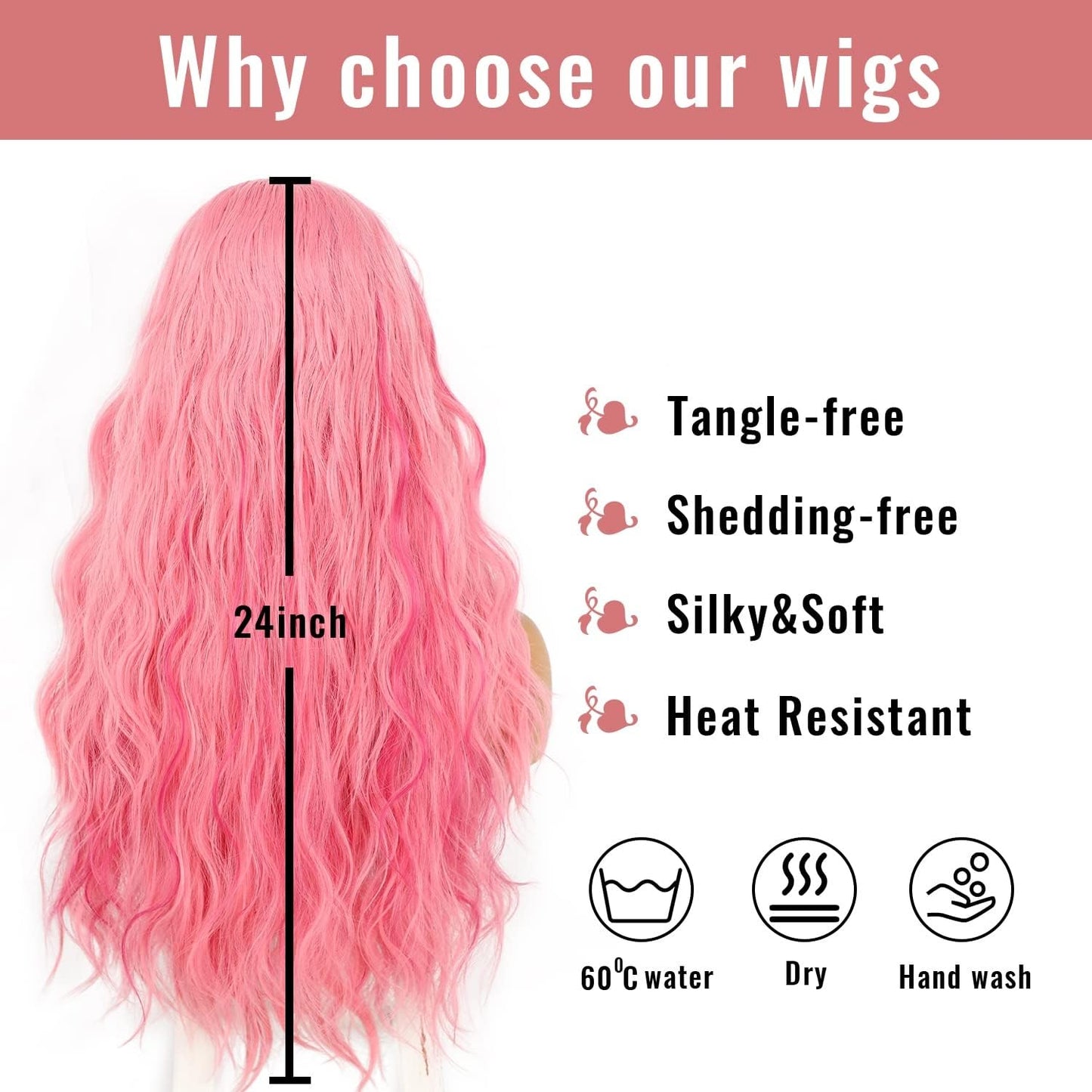 SAPPHIREWIGS Highlight Pink Lace Front Wigs Long Loose Curly Wavy Wig 13  4 Synthetic Lace Front Wigs Glueless Heat Resistant Fi