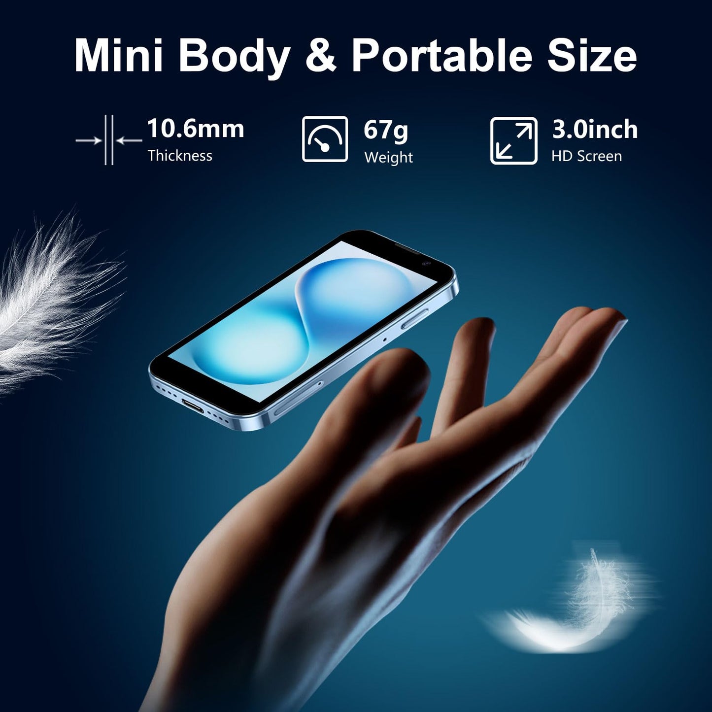 BLKE Max XS18 Pro Mini Smartphone - 3.0" HD Touch Screen, Dual SIM, Black, Perfect for Kids & Students
