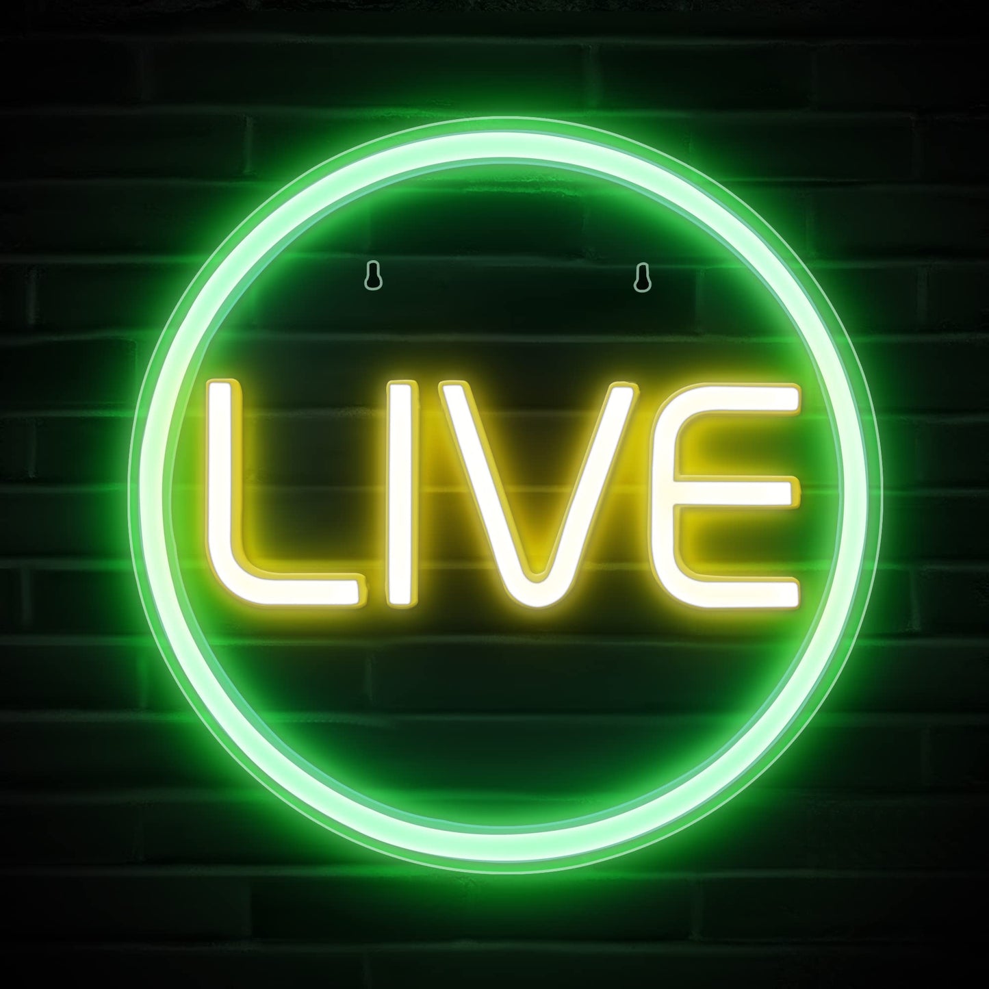 Lumoonosity Live Neon Sign - Green & Yellow LED On Air Light for Streamers - Model NS-LIVE - Acrylic Material