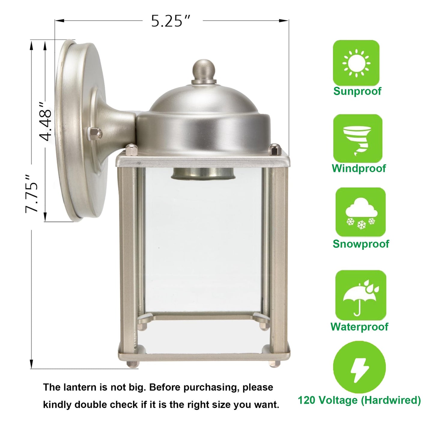 Lit-Path Outdoor Wall Lantern Sconce, Aluminum, Nickel Finish, E26 Medium Base, 2-Pack, Non-Led, Model Lt-Wl017-Pnk-2Pk