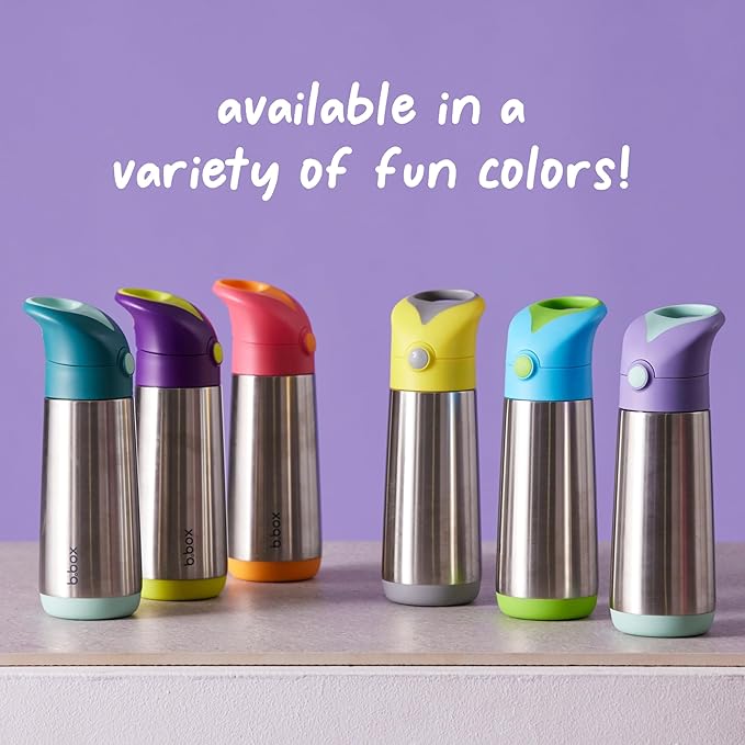 b.box 12 oz Insulated Water Bottle: Keeps Drinks Cold up to 8 Hours, Warm up to 6 Hours. Double Wall Stainless Steel Bottle. (Strawberry Shake, 12 oz)