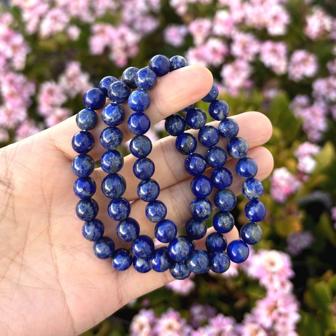 Adabele 1pc Real Natural Blue Lapis Lazuli Gemstone Beaded Bracelet 8 inch Stretch Chakra Healing Crystal Stone Jewelry Women Mo
