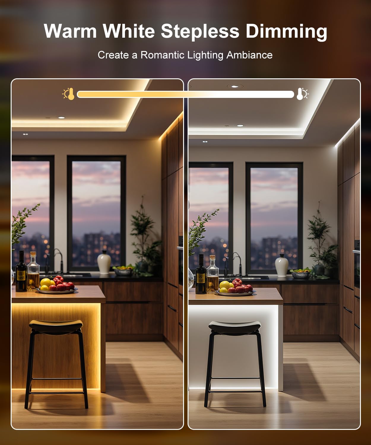 Fussion COB LED Strip Light 16.4ft, Warm White, 24V with Remote Control, Ambient Mood Lighting for Bedroom and Kitchen