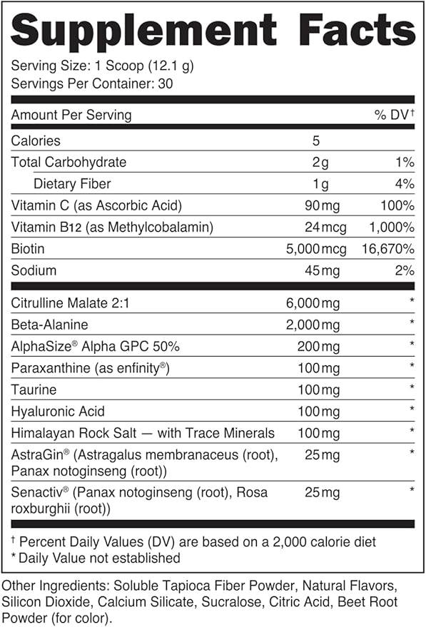 Babe Pre Workout powder for Women | Watermelon Splash | 6g Citrulline, 2g Beta-Alanine, 100mg Hyaluronic Acid, 5mg Biotin and 5 other registered trademarked ingredients | 30 servings | 12.8 OZ