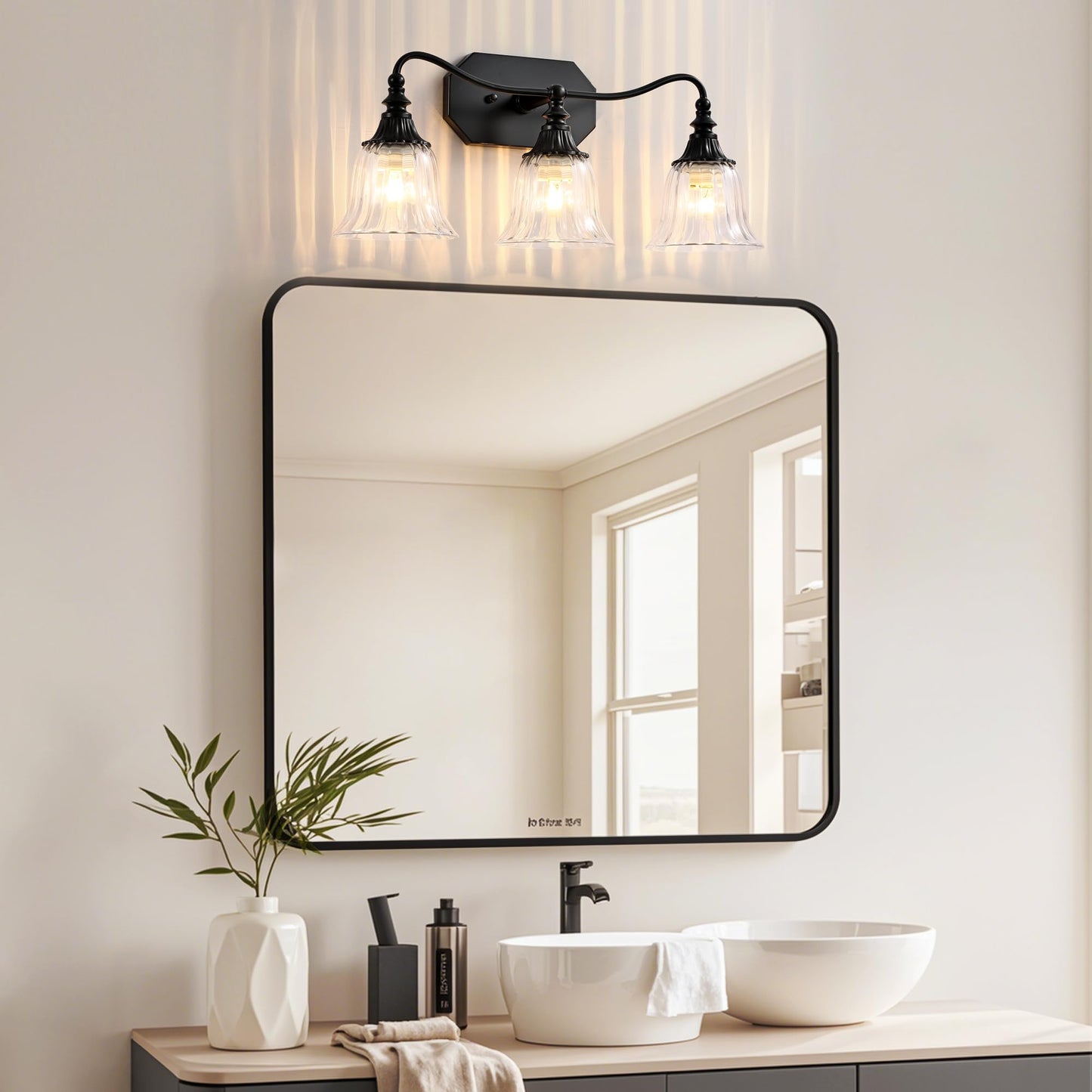 Lmnlvn Bathroom Vanity Black Vintage Light Fixture  3 Lights Bathroom Lighting Matte Antique Brass Finish With Crystal Glass Shade  Black Vintage Vanity Light For Bathrooms