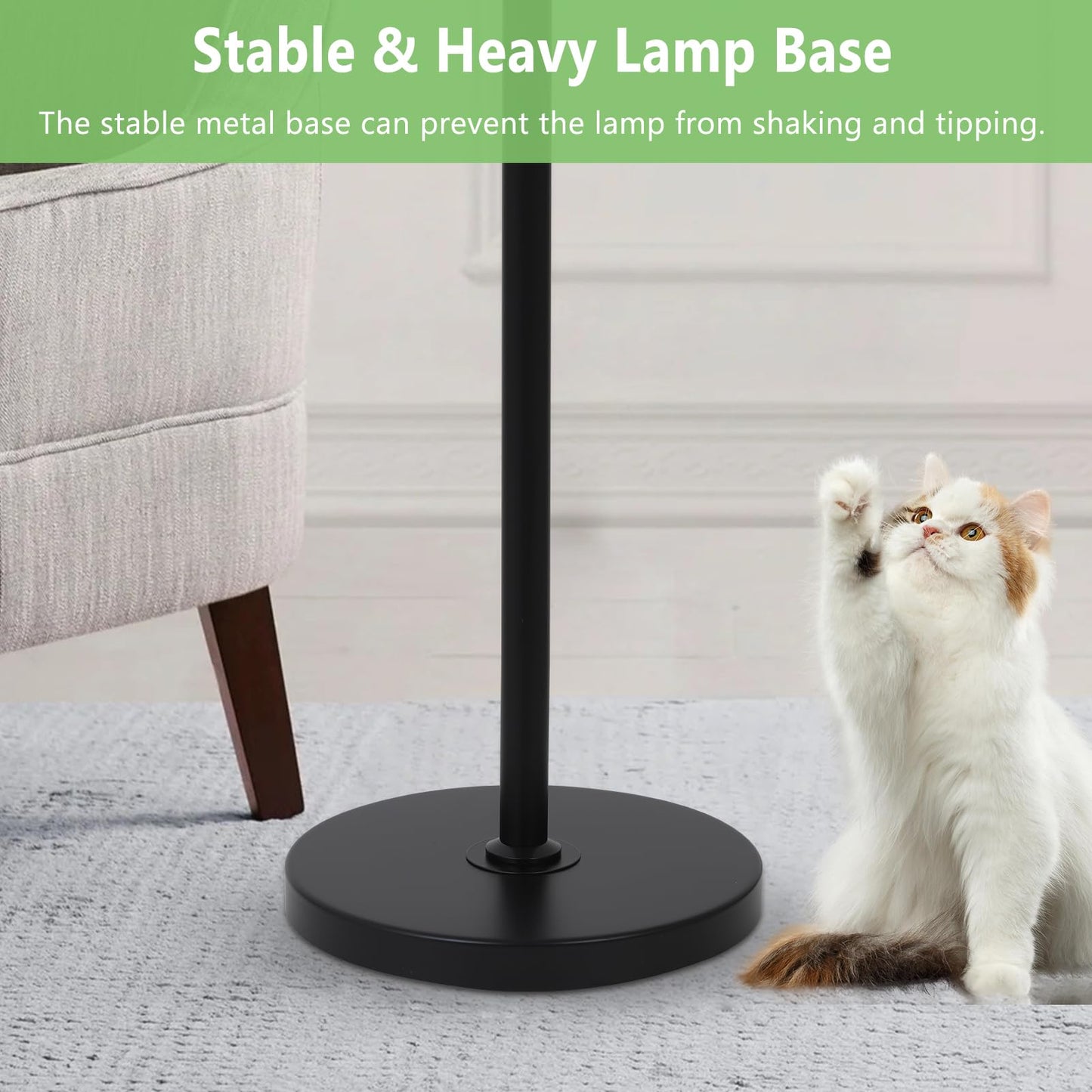 Stepeak Black Crystal Floor Lamp, 3 Lights Dimmable, 65in Tall, Industrial Design for Living Room, Model 250305C1