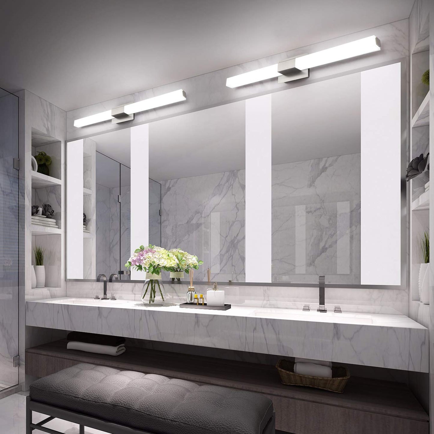 ZUZITO Modern LED Vanity Light Bar - 40 inch Brushed Nickel Bathroom Lighting Fixture - Model S16001-1000mm 6000K