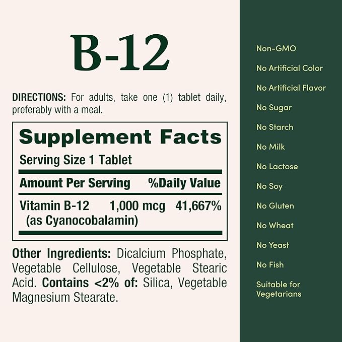 Nature's Bounty Vitamin B12 1000 mcg Supplements, Supports Energy Metabolism, 200 Ct