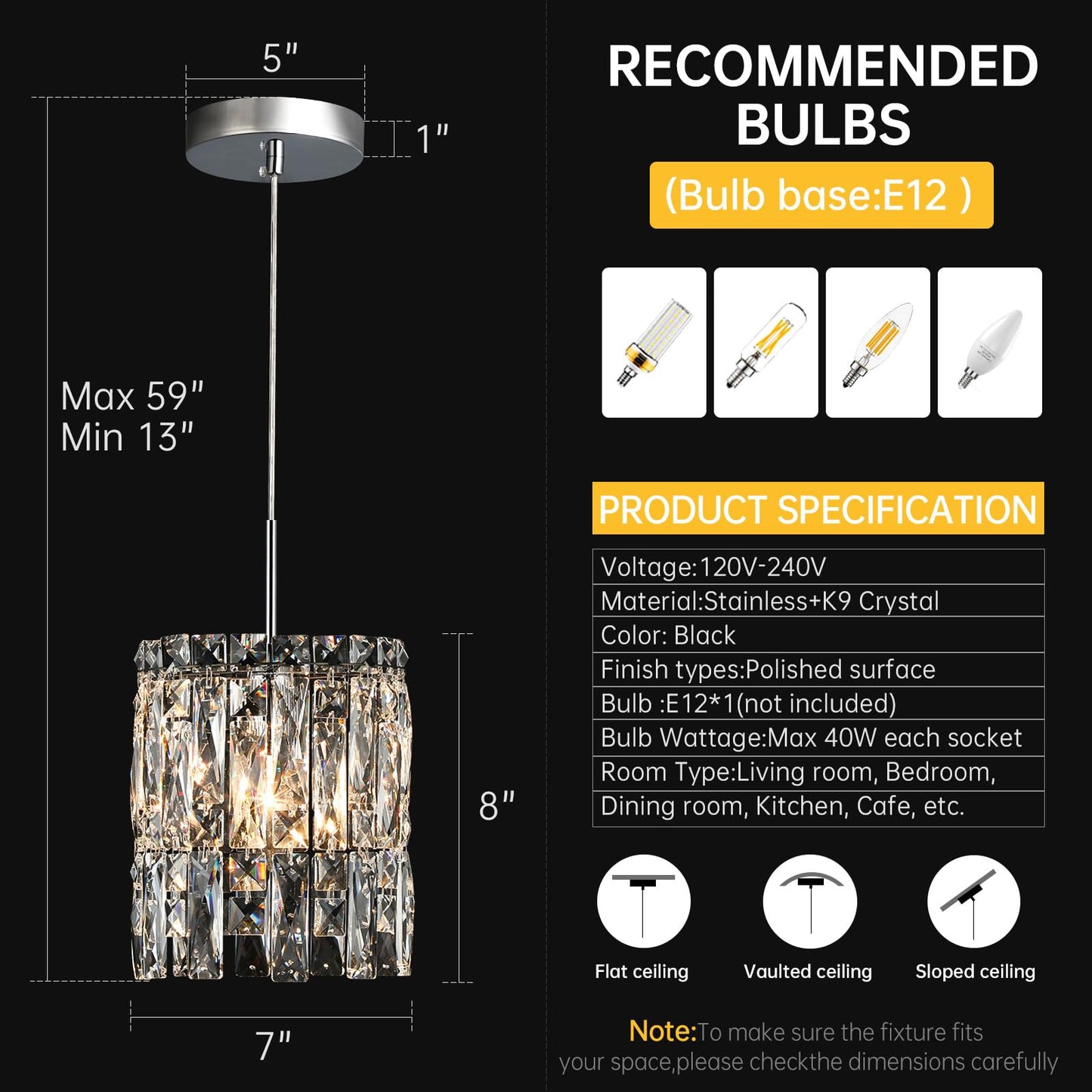 Nisidun Modern K9 Crystal Pendant Lights Kitchen Island  Chrome Chandeliers For Dining Room Light Fixtures Over Table Hanging Lighting For Kitchen Island Entryway Bathroom Bedhead Chandelier