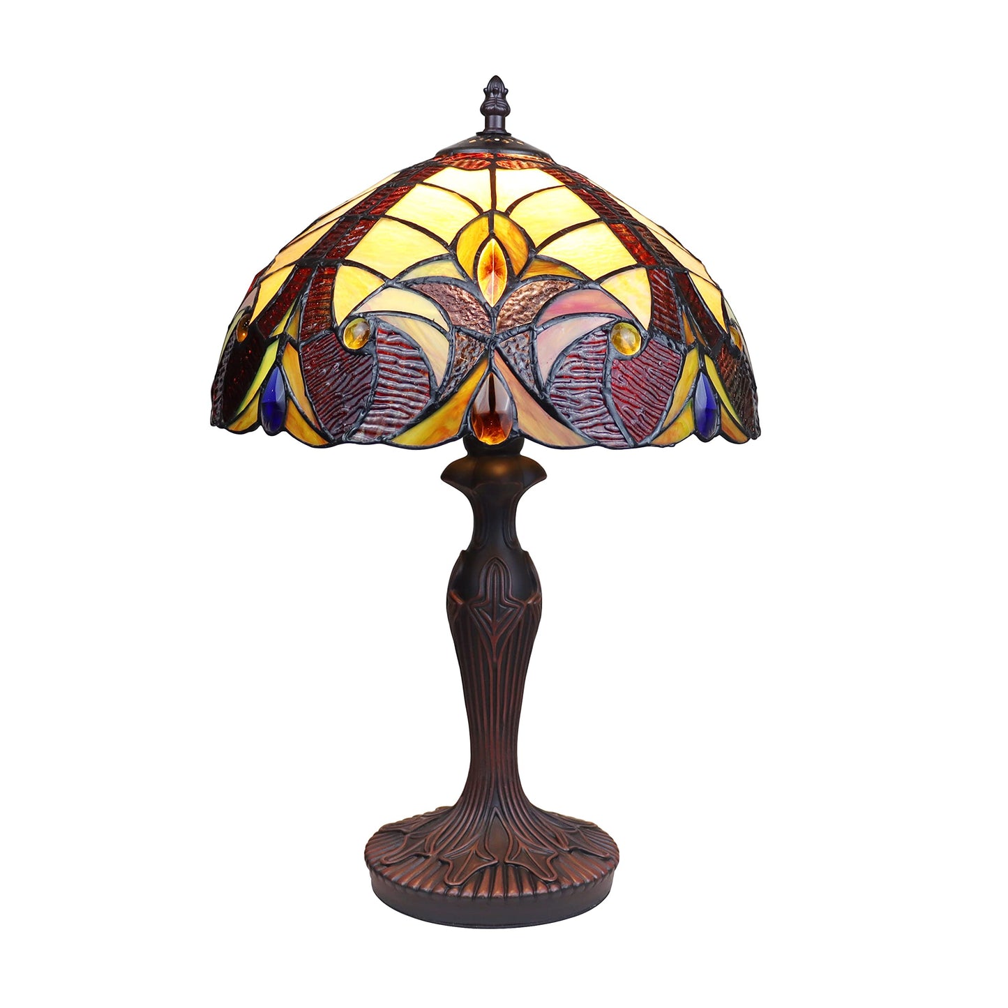 Chloe Lighting Adia Tiffany-Style Table Lamp 1-Light Dark Bronze 12in Shade Multicolor CH38632AV12-TL1
