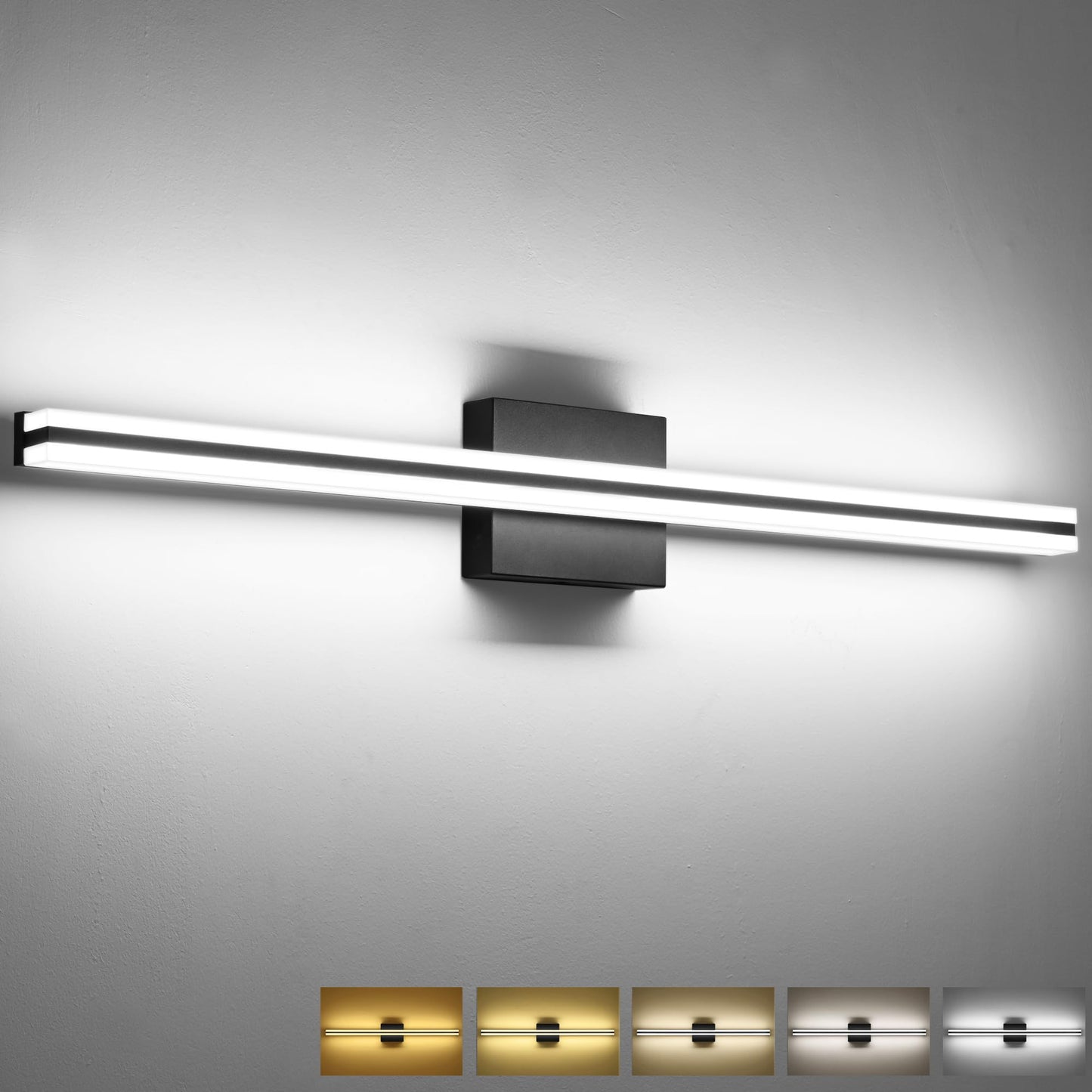 Solfart Black Bathroom Light Fixture - 31.8 Led Vanity Light Bar, 5 Color Temperature, Dimmable, Aluminum, Model S8200-810Mm-Bk-5C