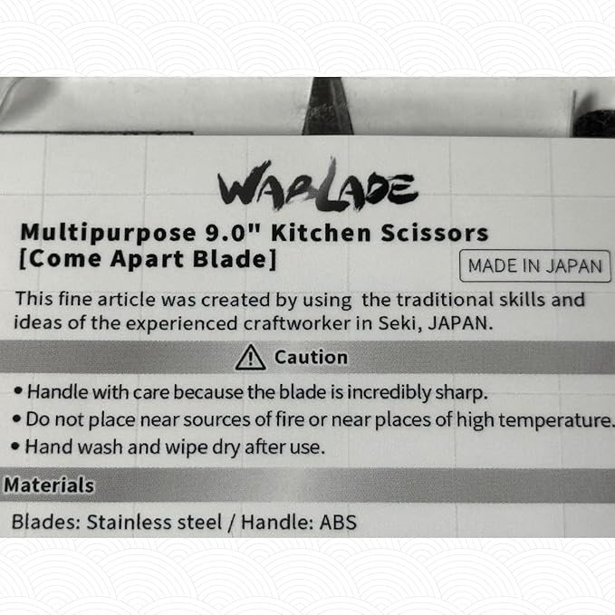Japanese Multipurpose 9.0" Kitchen Scissors Come Apart Blade Stainless Steel Made in Japan