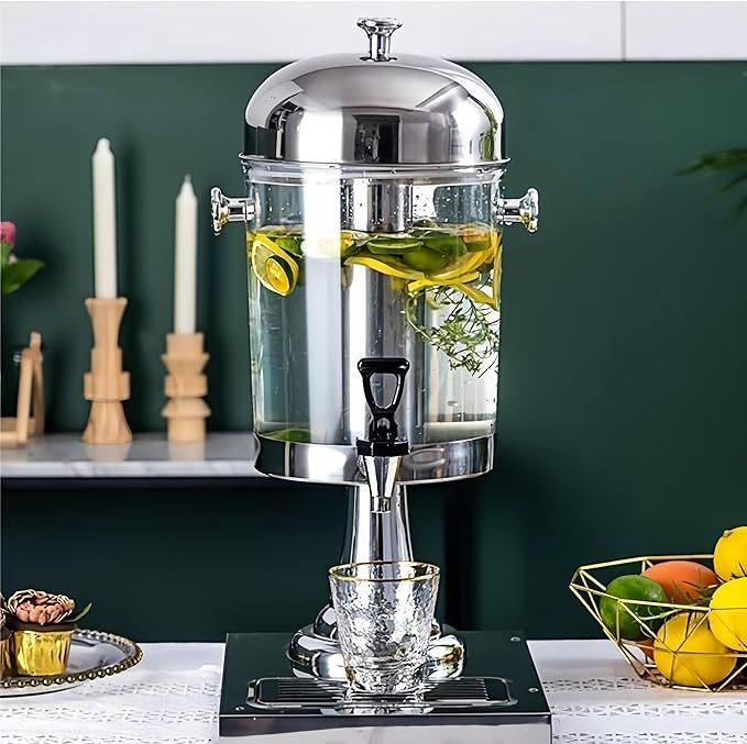 OIHYA 2 Gal Single Beverage Dispenser, Hot Cold Drink Dispenser with Ice Container and Stainless Steel Drip Trays for Part...