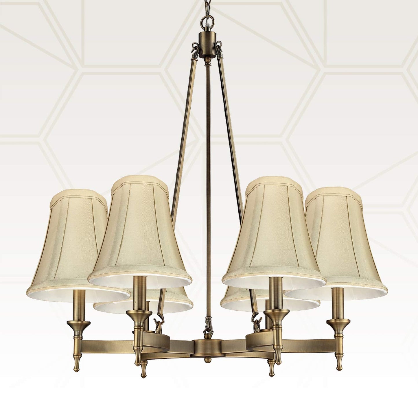 Royal Designs True Bell Basic Lamp Shade, 3.5in x 6in x 6.25in, Faux Silk, Beige, Model BSO-704FC-6BG-6,
