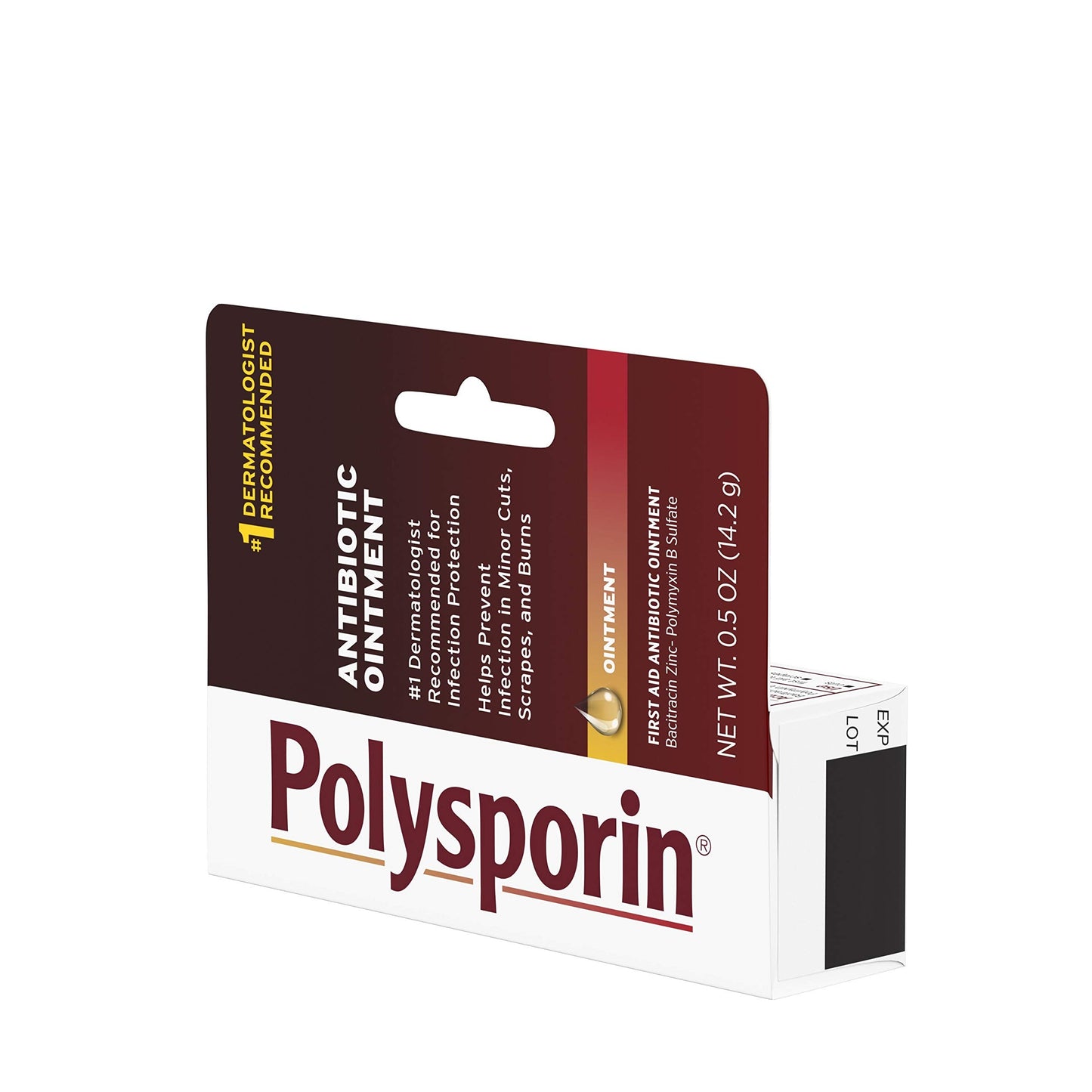Polysporin First Aid Topical Antibiotic Skin Ointment with Bacitracin Zinc & Polymyxin B Sulfate, for Infection Protection & Wound Care, Neomycin-Free, Travel Size, 0.5 oz