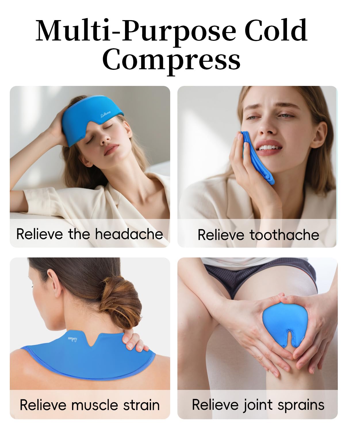 Cooling Eye Mask for Puffy Eyes, Headache and Migraine Relief Gel Eye Mask, for Headache, Puffiness, Eye Strain, Sinusitis & Post-Surgery Care – Large Soft Reusable Cold Eye Compress, Deep Blue